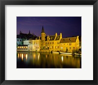 Framed Rozenhoedkaai at Night, Bruges, Belgium