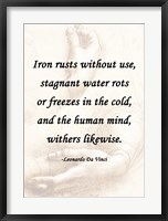 Framed Iron Rusts Without Use -Da Vinci Quote