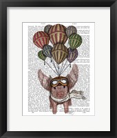 Pig And Balloons Framed Print