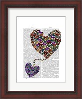 Framed Two Butterfly Hearts