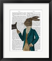 Framed Hare In Turquoise Coat