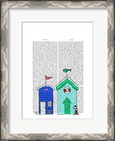 Framed Beach Huts 2 Illustration