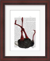 Framed Ostrich with Striped Leggings