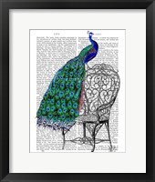 Framed Peacock on Chair