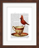 Framed Teacup And Red Cardinal