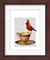 Framed Teacup And Red Cardinal