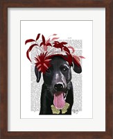 Framed Black Labrador With Red Fascinator