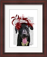 Framed Black Labrador With Red Fascinator