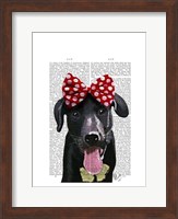 Framed Black Labrador With Red Bow On Head