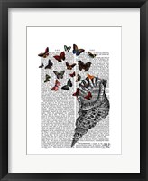 Framed Conch Shell and Butterflies