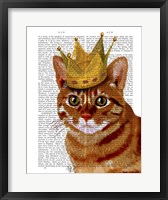 Framed Ginger Cat with Crown Portrai