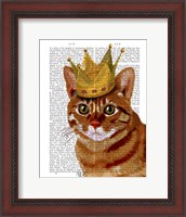 Framed Ginger Cat with Crown Portrai