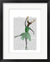 Ballet Deer in Green I Framed Print