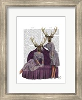 Framed Deer Twins in Purple