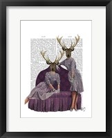 Deer Twins in Purple Framed Print