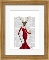 Framed Glamour Deer In Red