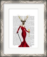 Framed Glamour Deer In Red