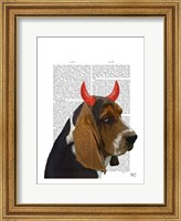 Framed Basset Hound and Devil Horns