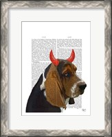 Framed Basset Hound and Devil Horns