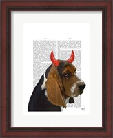 Framed Basset Hound and Devil Horns