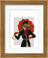 Framed Elegant Greyhound and Red Umbrella