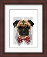 Framed Pug with Red Spotted Bow Tie