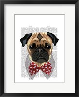 Framed Pug with Red Spotted Bow Tie