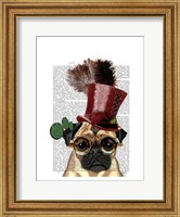 Framed Pug with Steampunk Style Top Hat