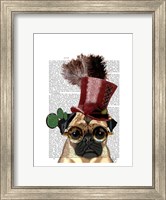 Framed Pug with Steampunk Style Top Hat