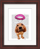 Framed Bloodhound With Angelic Pink Halo