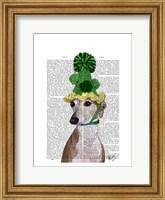 Framed Greyhound in Green Knitted Hat