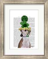 Framed Greyhound in Green Knitted Hat