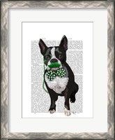 Framed Boston Terrier With Green Moustache And Spotty Green Bow Tie