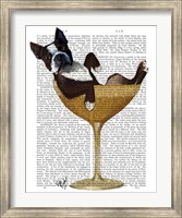 Framed Boston Terrier in Cocktail Glass