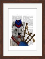 Framed West Highland Terrier and Bagpipes