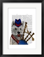 Framed West Highland Terrier and Bagpipes