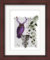 Framed Purple Owl With Antlers