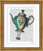 Framed Flying Teapot 1 Green and Yellow