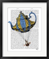 Framed Flying Teapot 3 Blue and Yellow