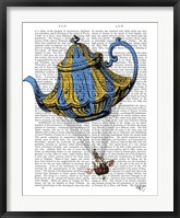 Framed Flying Teapot 3 Blue and Yellow
