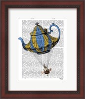 Framed Flying Teapot 3 Blue and Yellow