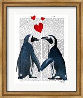 Framed Penguins With Love Hearts