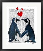 Framed Penguins With Love Hearts