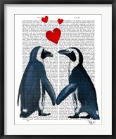 Framed Penguins With Love Hearts