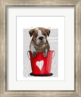 Framed Bulldog Bucket Of Love Red