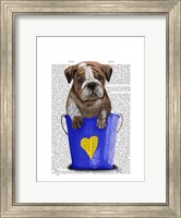 Framed Bulldog Bucket Of Love Blue