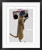 Framed Meerkat with Boom Box Ghetto Blaster