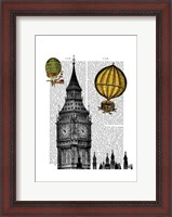 Framed Big Ben and Vintage Hot Air Balloons