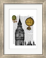 Framed Big Ben and Vintage Hot Air Balloons