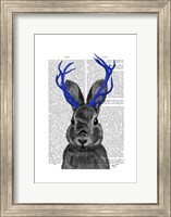 Framed Jackalope with Blue Antlers